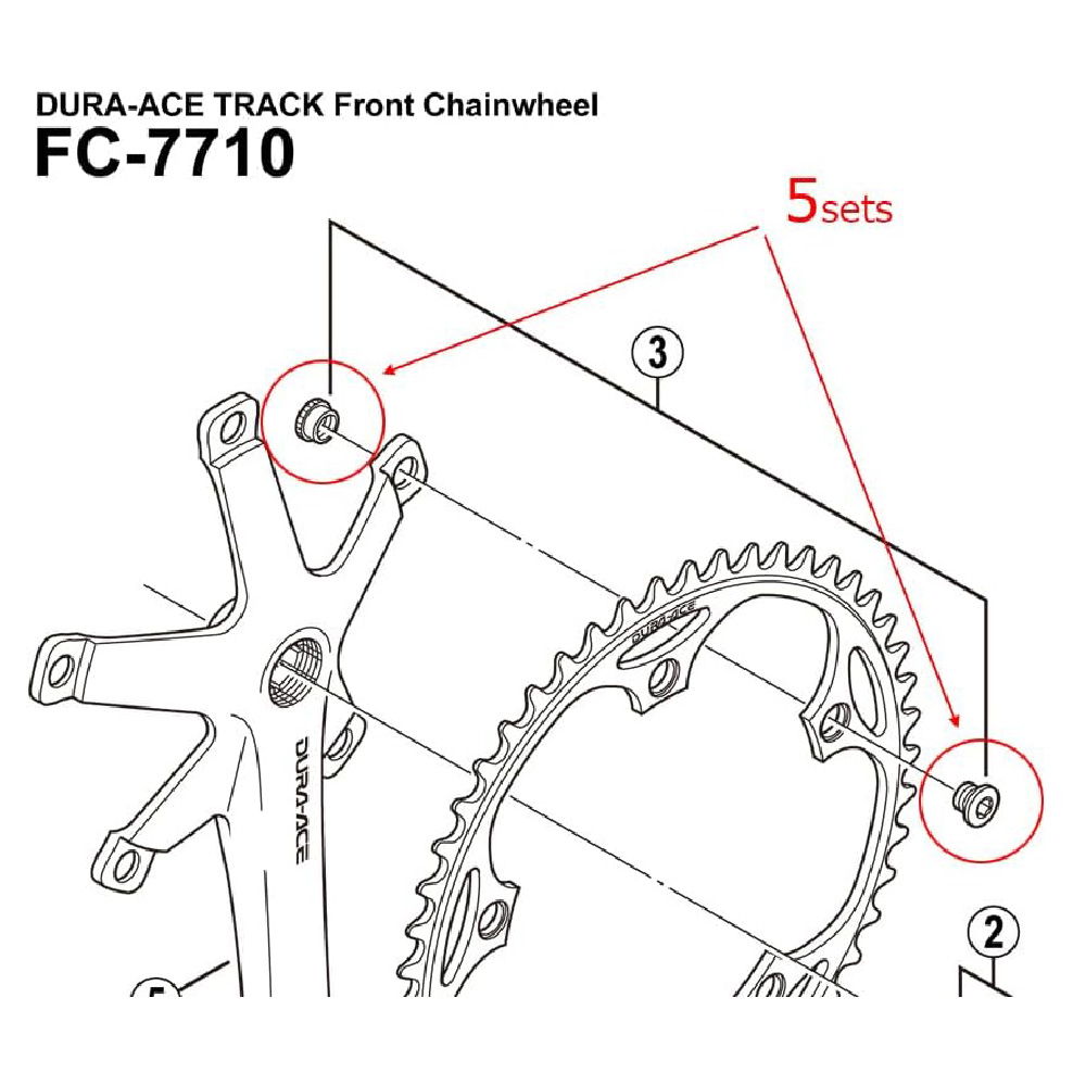 پیچ و مهره سینی طبق قامه دوچرخه شیمانو SHIMANO FC-7710 Bolts M8 x 6 mm